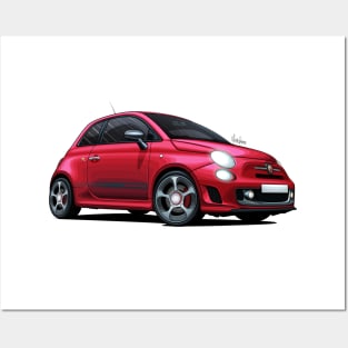 Abarth 595 Competizione Red - Illustration Posters and Art